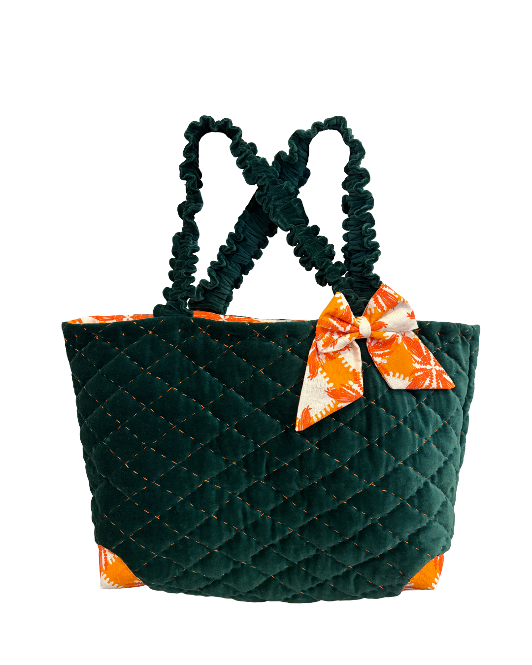 The Quilted Weekend Bag || Green Velvet