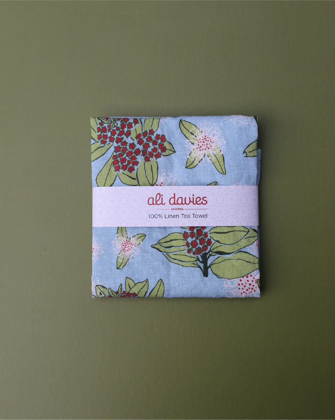Pōhutukawa Linen Tea Towel – Ocean Spray