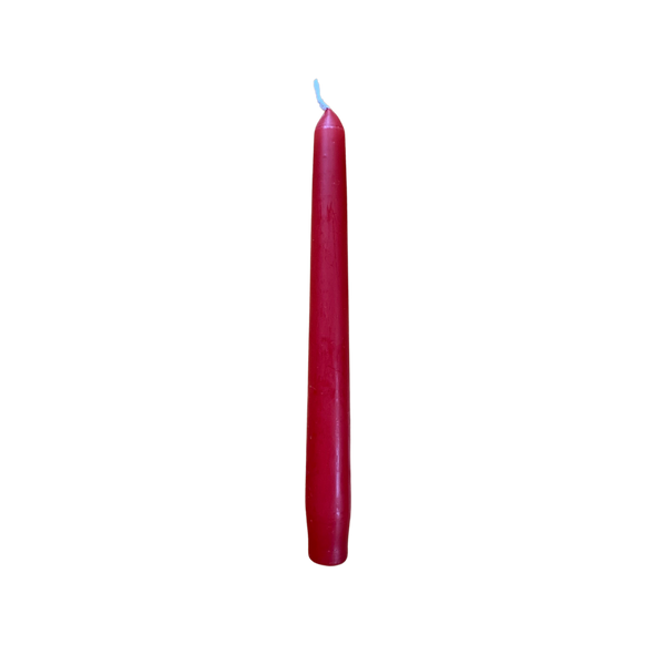Red tapered candle Ali Davies