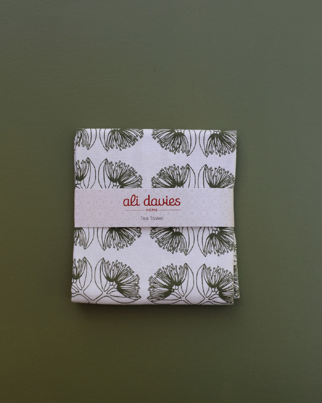 Evergreen Collection - Pohutukawa Tea Towel (Olive)