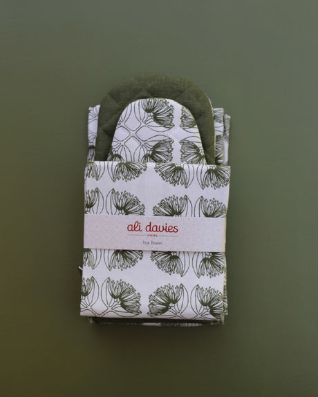 Evergreen Collection - Pohutukawa Tea Towel (Olive)