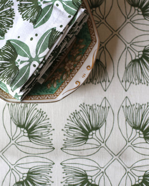 Pohutukawa Olive Hemp Tablecloth