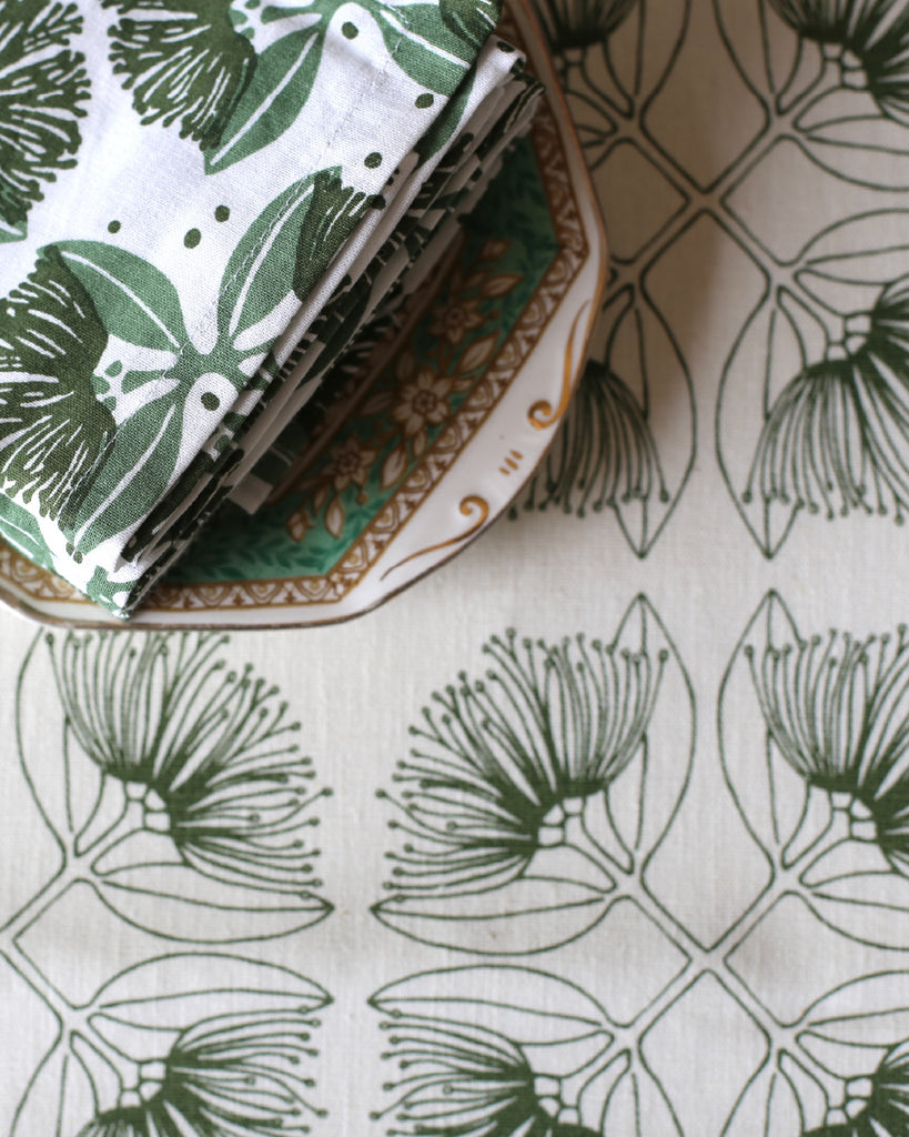 Pohutukawa Olive Hemp Tablecloth