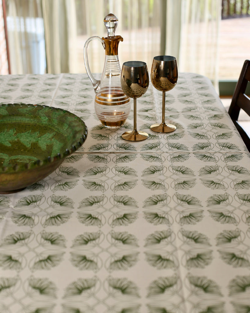 Pohutukawa Olive Hemp Tablecloth