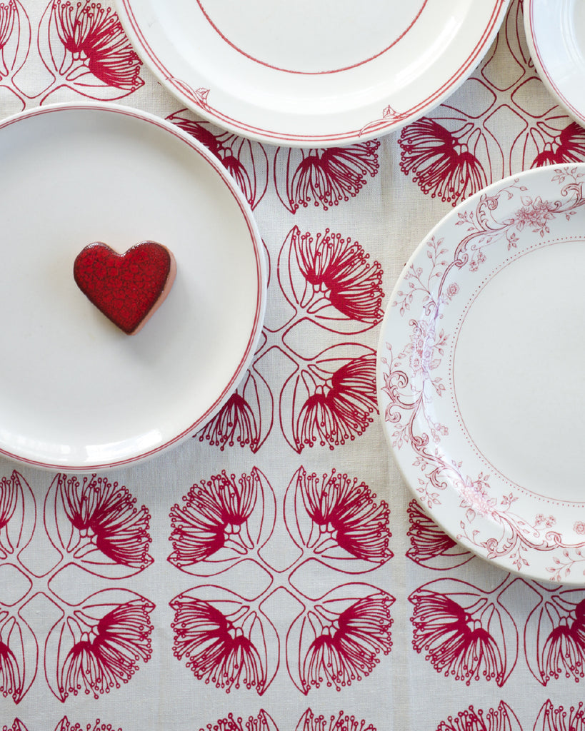 Pohutukawa Red Hemp Tablecloth