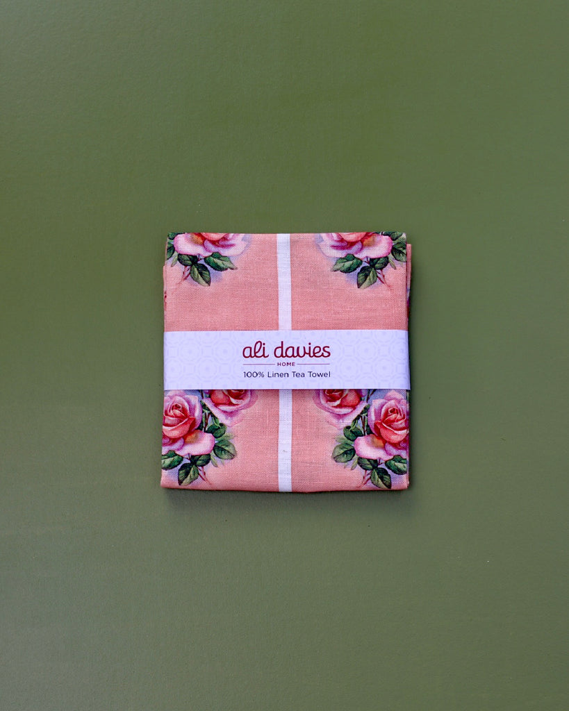 Vintage Rose 'Pink Gerbera' Tea Towel