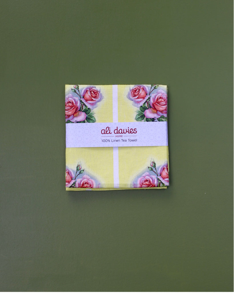 Vintage Rose 'Zesty Yellow' Tea Towel