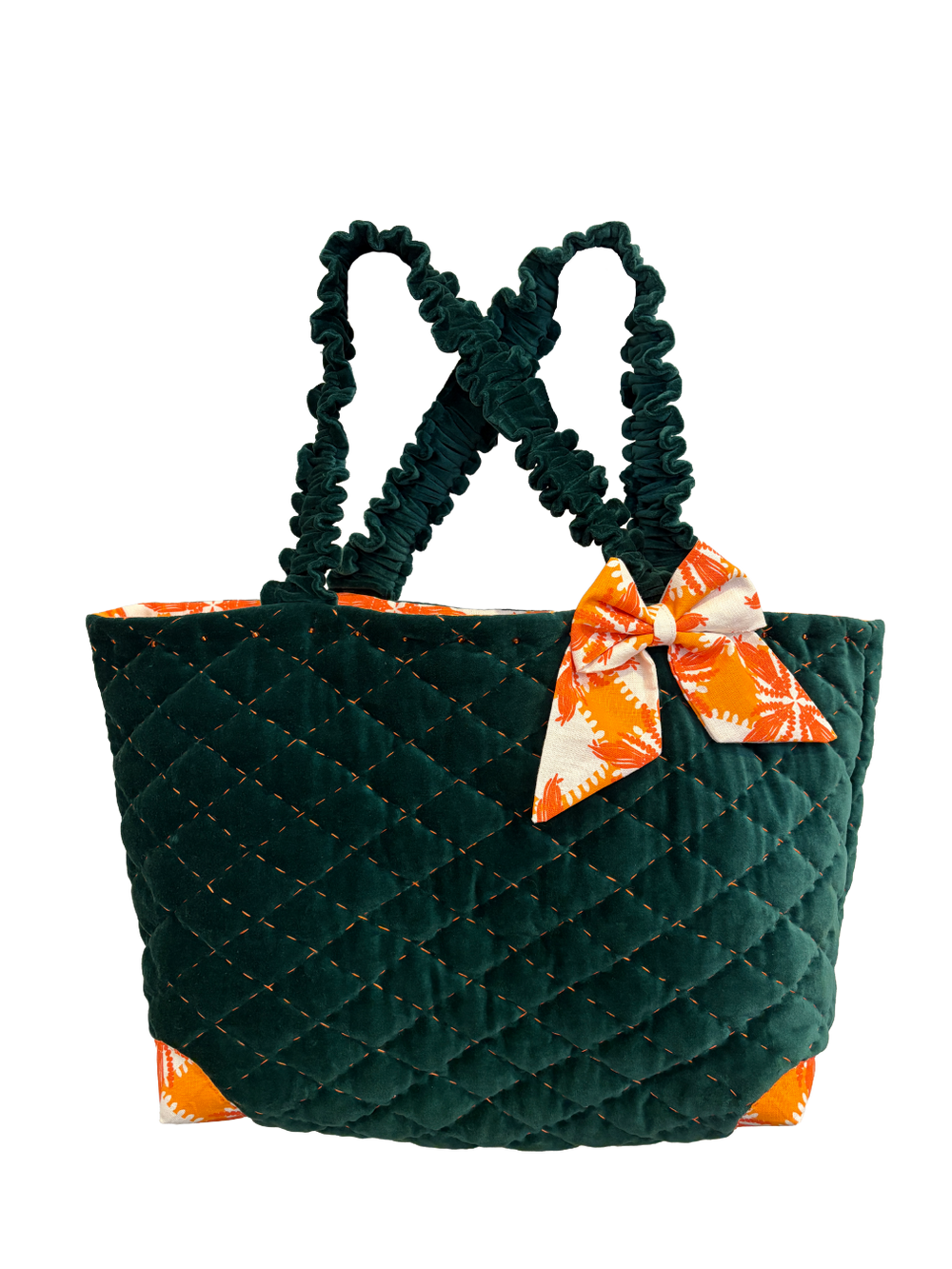 The Quilted Weekend Bag || Green Velvet