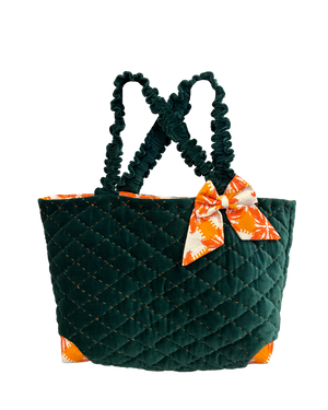 The Quilted Weekend Bag || Green Velvet