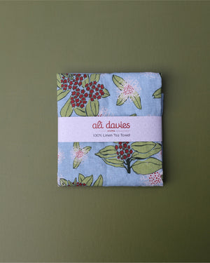 Pōhutukawa Linen Tea Towel – Ocean Spray