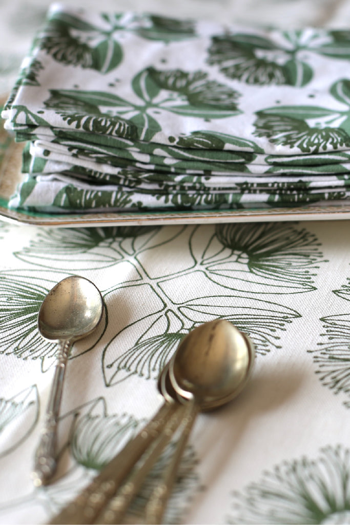 Pohutukawa Table Cloth - Olive