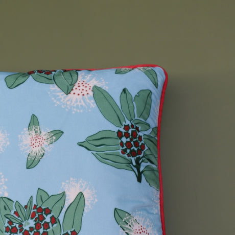 Pōhutukawa Velvet Cushion | Ocean Spray