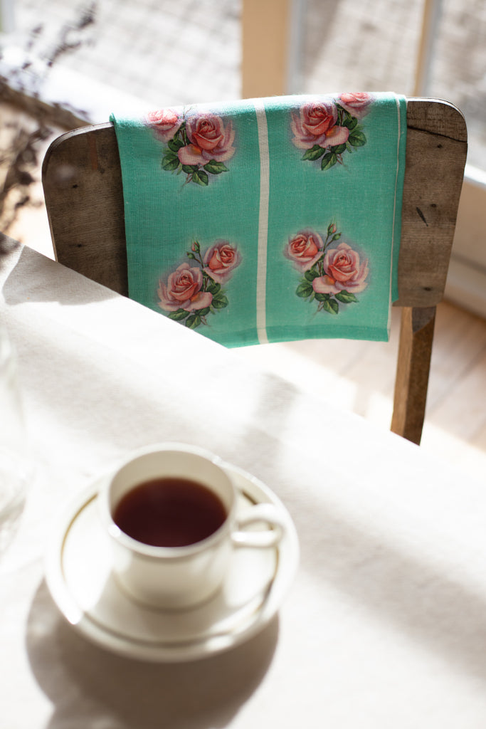 Vintage Rose 'Kitchen Green' Tea Towel