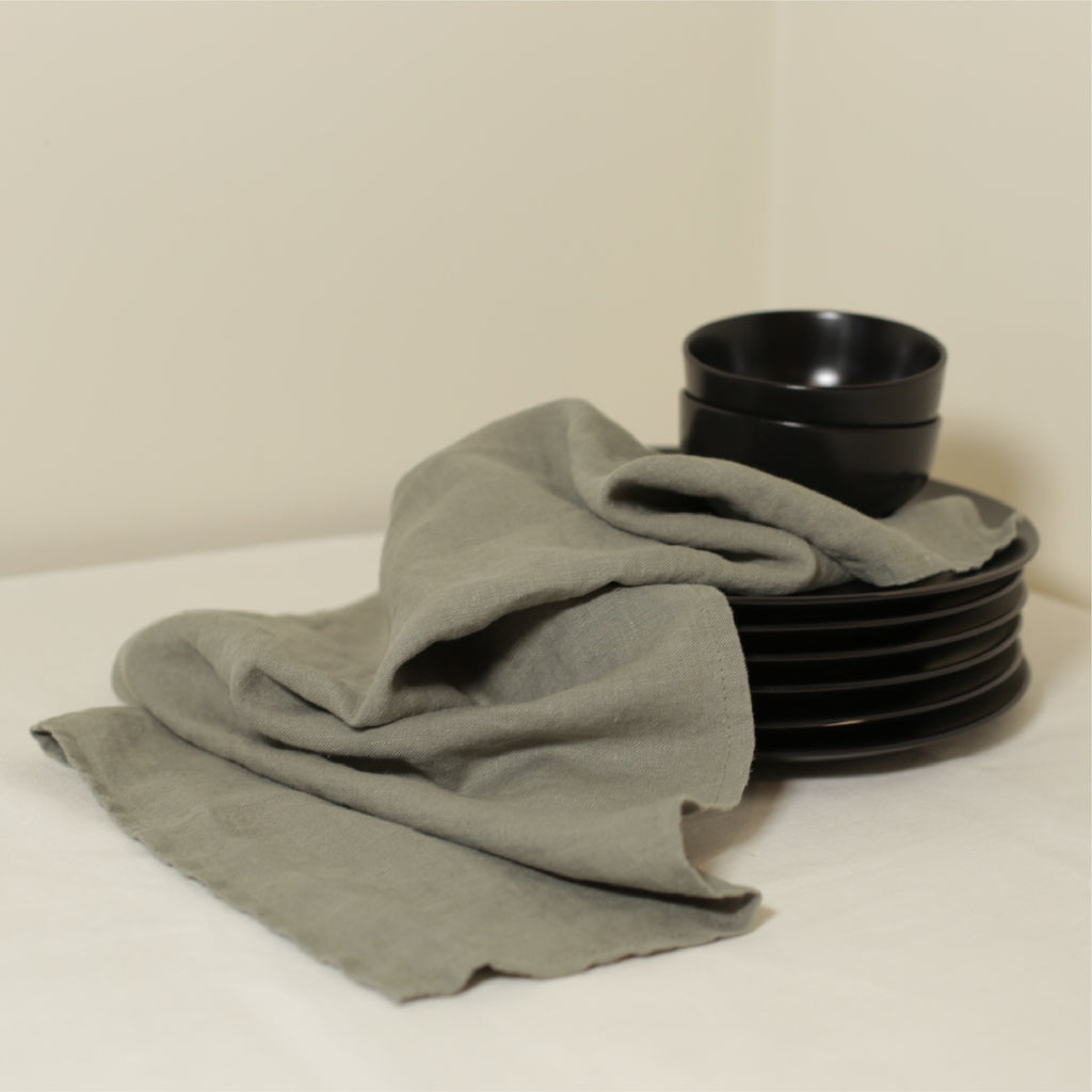 'Sage' Plain Linen Tea Towels