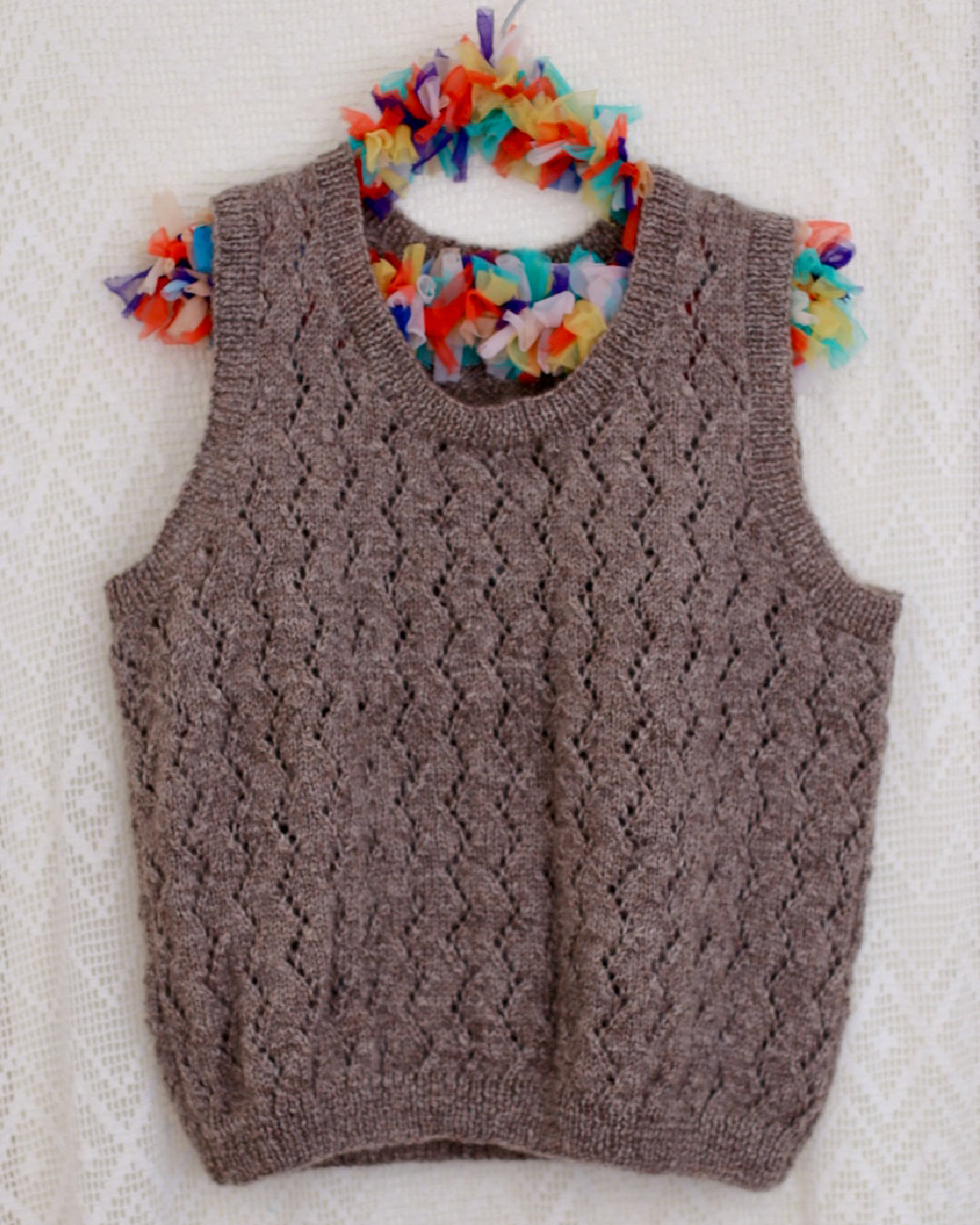 Tussock Handknitted Lace Tank — Homespun NZ Romney Wool