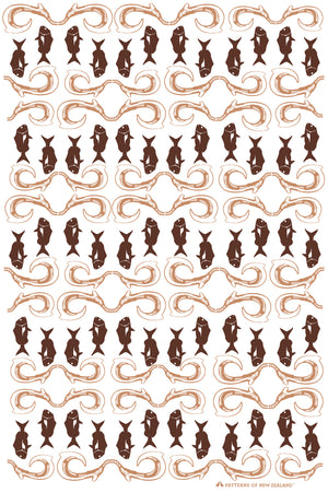 Patterns of New Zealand 'Maui's Hook' Dusk Tea Towel