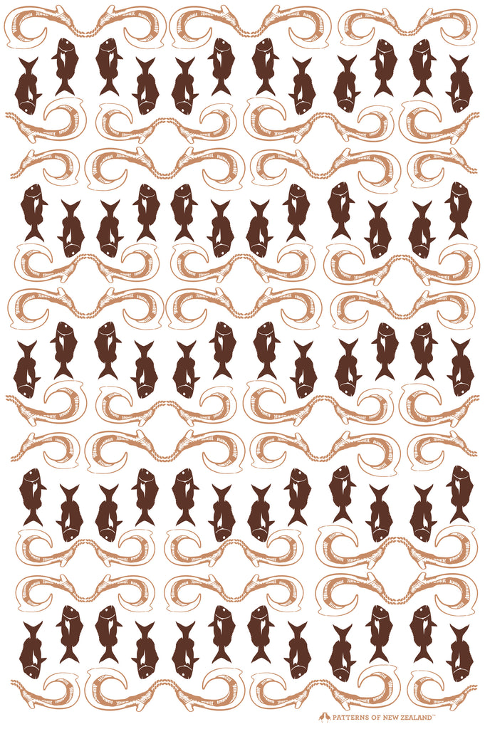 Patterns of New Zealand 'Maui's Hook' Dusk Tea Towel