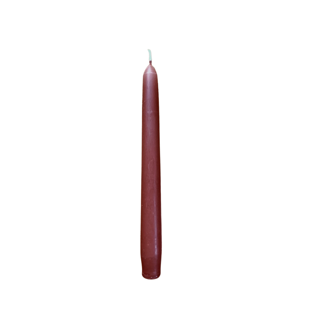 Terracotta coloured tapered candle